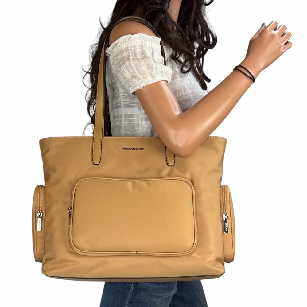Michael Kors Khai LG Multifunction Laptop Tote Shoulder Bag Peanut